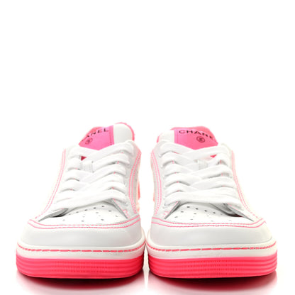 Chanel Calfskin Womens Logo Sneakers 38.5 White Pink 2 of 8
