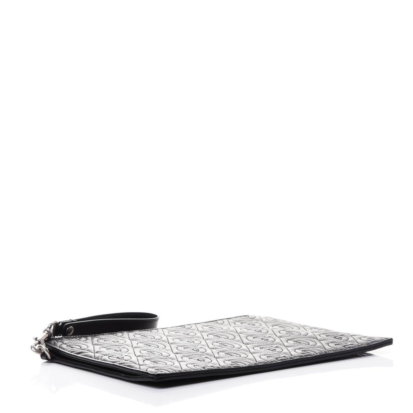 Calfskin G Rhombus Quilted Documents Holder Black