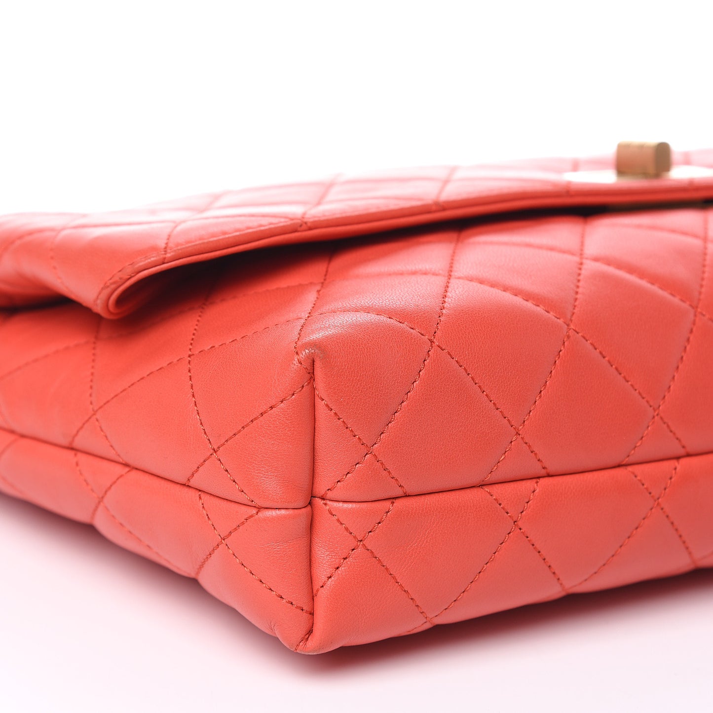 Lambskin Quilted Jumbo Mademoiselle Flap Red