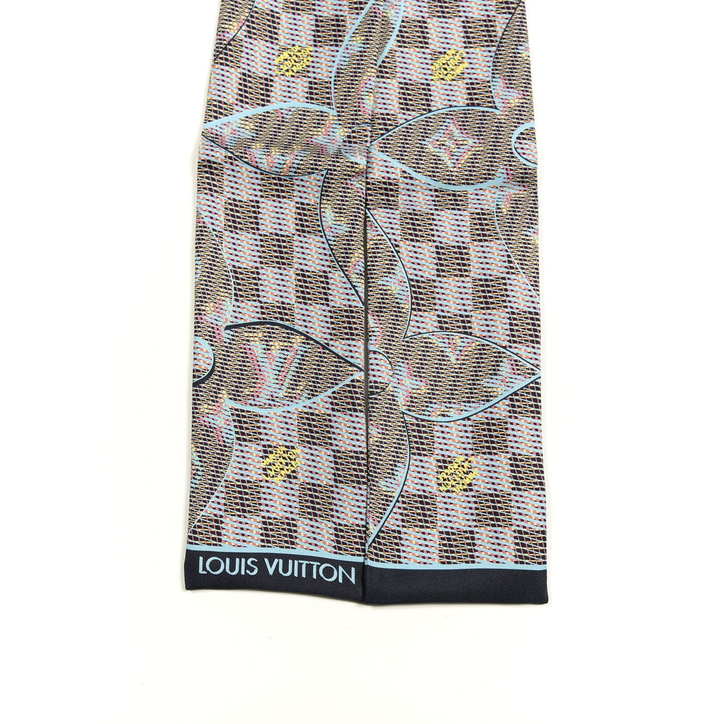 Silk Monogram Damier Pop Print Bandeau Blue