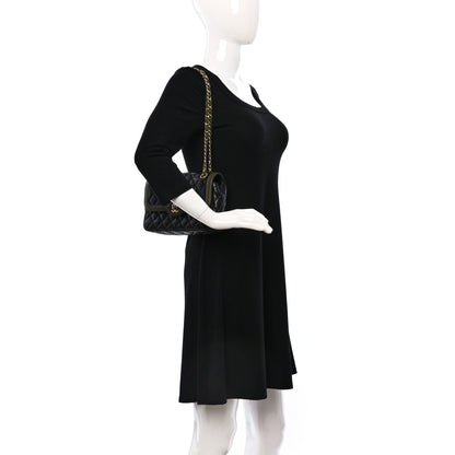 Chanel Lambskin Quilted Small Two Tone Day Flap Black Kaki 2 of 9
