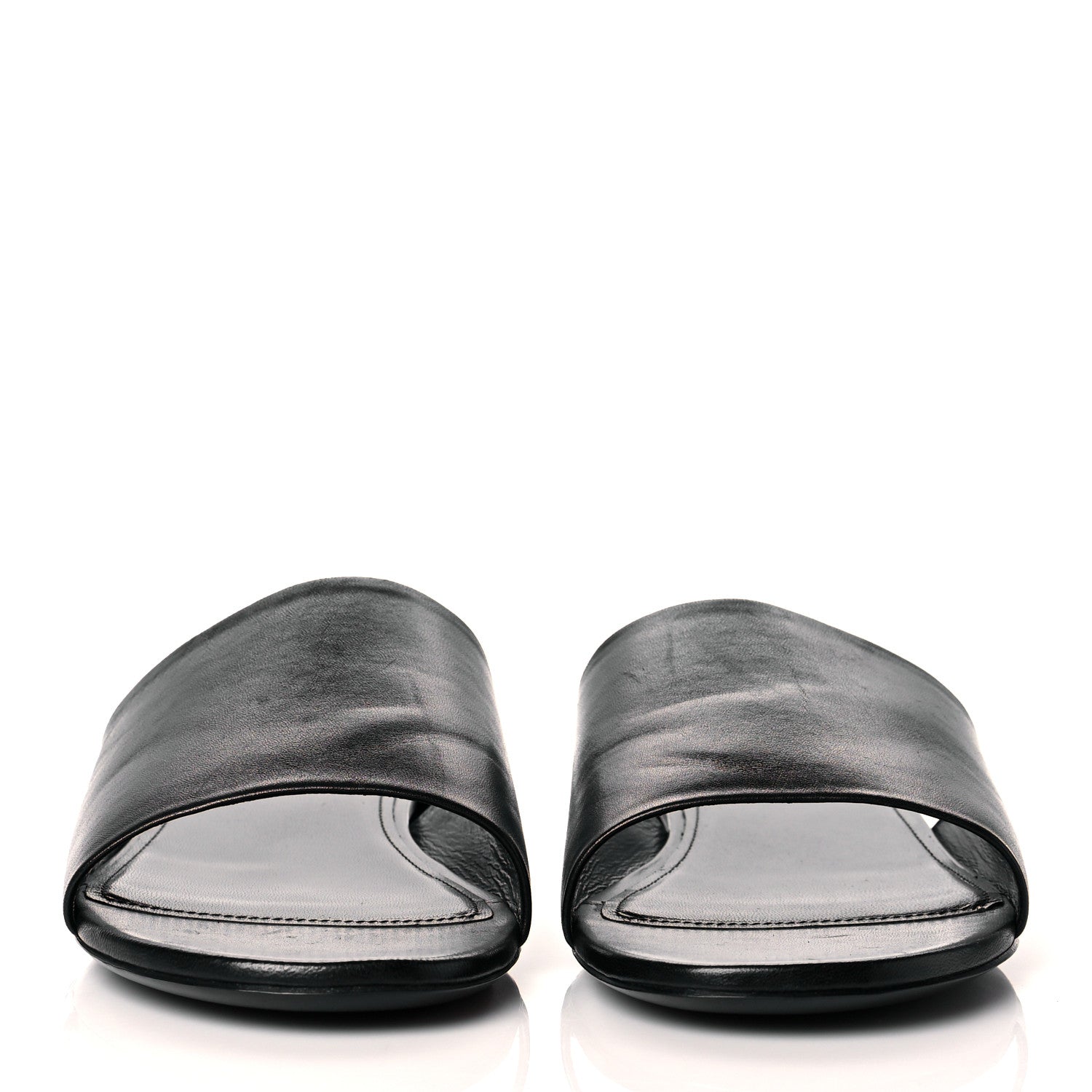 Balenciaga Shiny Smooth Sheepskin Box Flat Sandals 41 Black 2 of 11