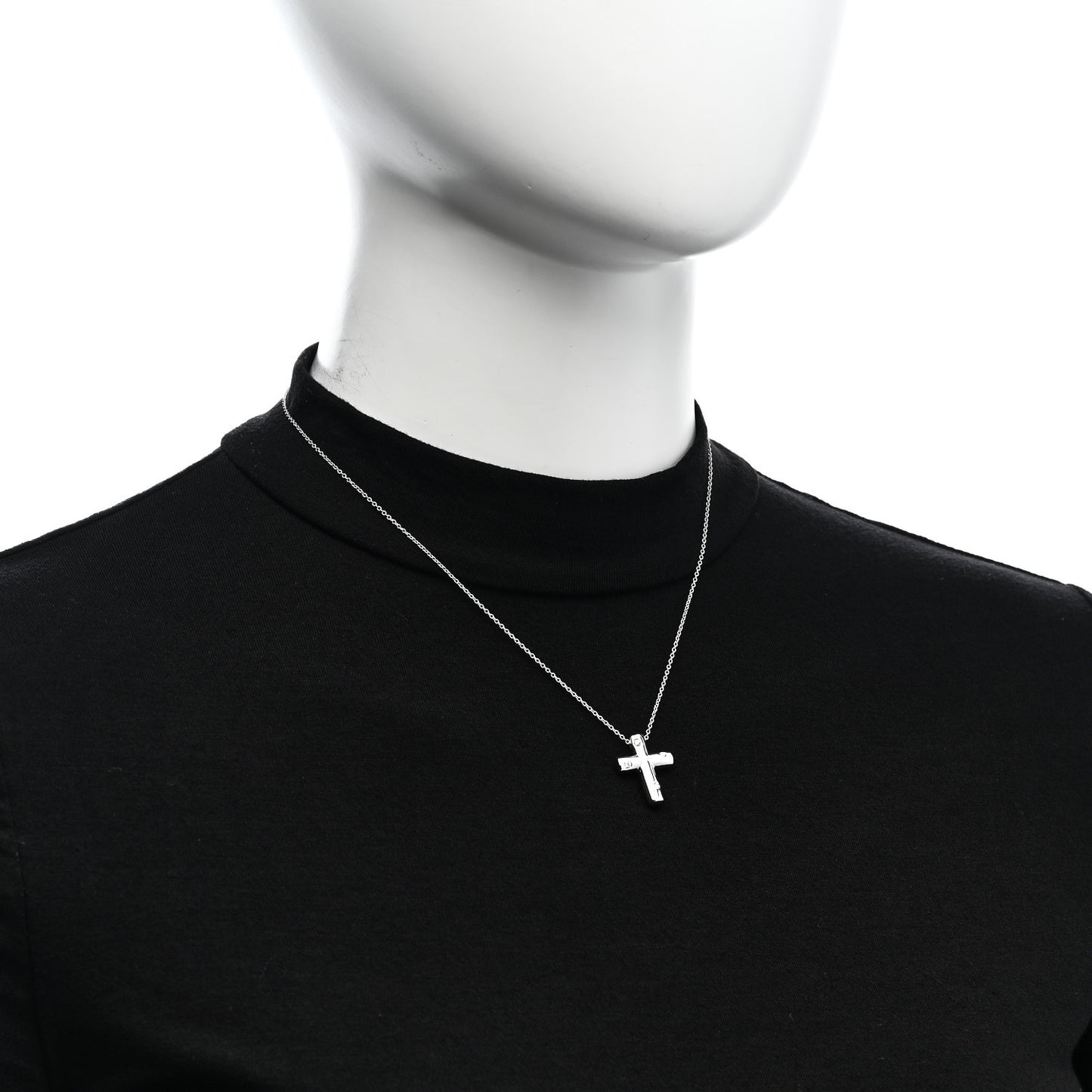 Platinum Diamond Etoile Cross Pendant Necklace
