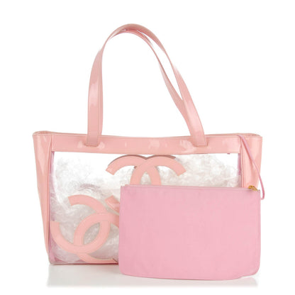 Chanel Vinyl Patent CC Logo Beach Tote Pink 1 of 9