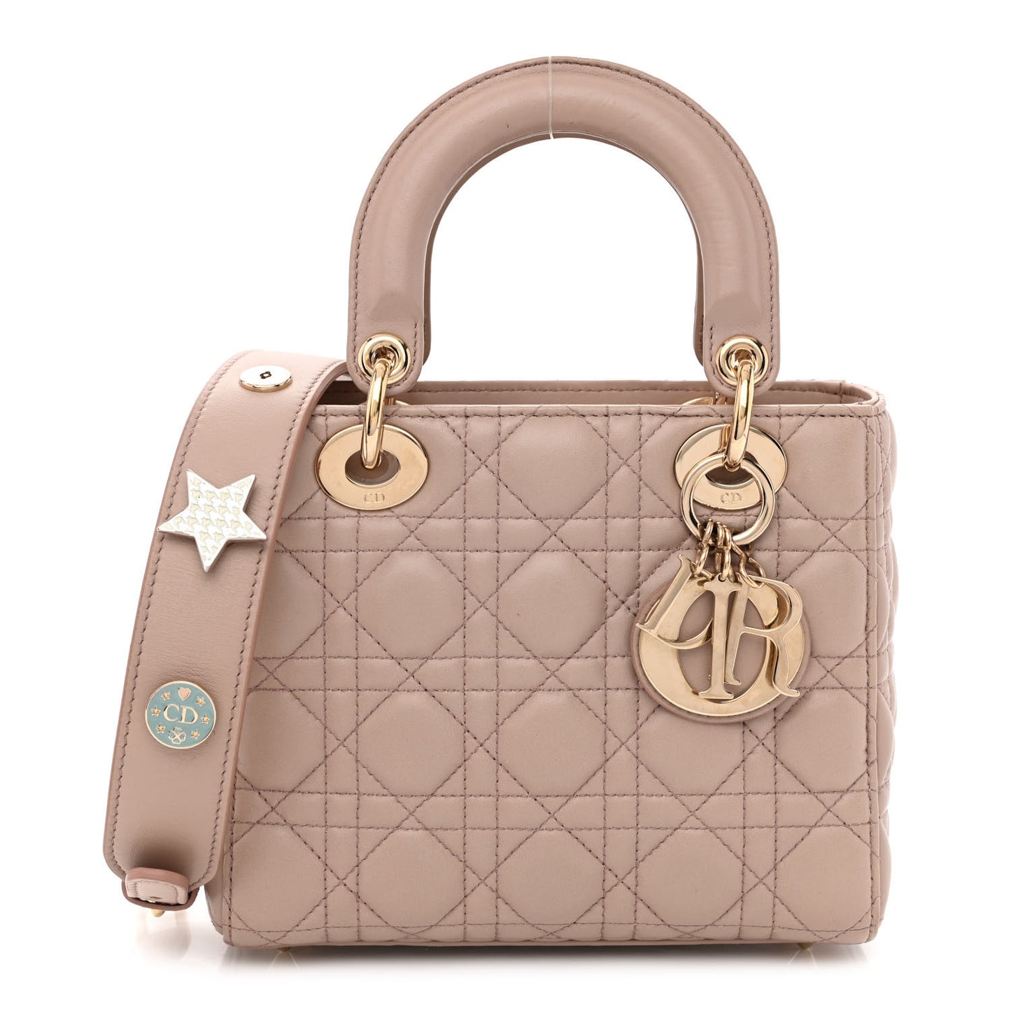 Lambskin Cannage Small Lucky Badges My Lady Dior Taupe