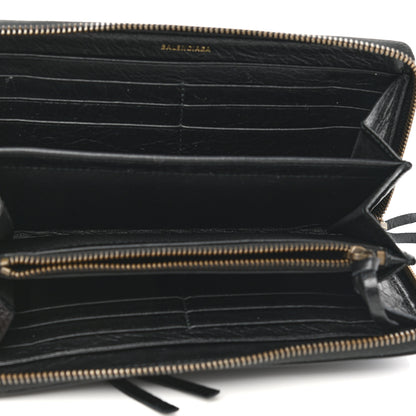 Balenciaga Agneau Arena Graffiti All Over Classic Hardware Continental Zip Around Wallet Black Bleu Violet 5 of 8