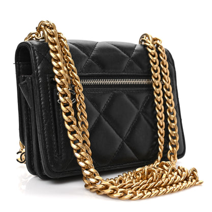 Chanel Lambskin Enamel Quilted Pending CC Clutch With Chain Black 3 of 8