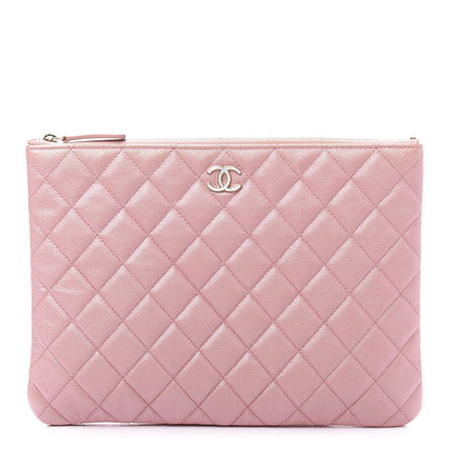 Chanel Iridescent Caviar Quilted Medium Cosmetic Case Rose Pink 1 of 10
