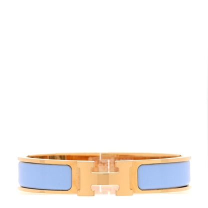 Hermes Enamel Narrow Clic Clac H Bracelet PM Bleu Chemise 1 of 5