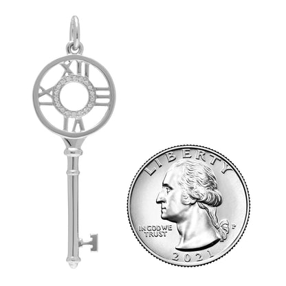 Tiffany 18K White Gold Diamond Atlas Key Pendant 2 of 3