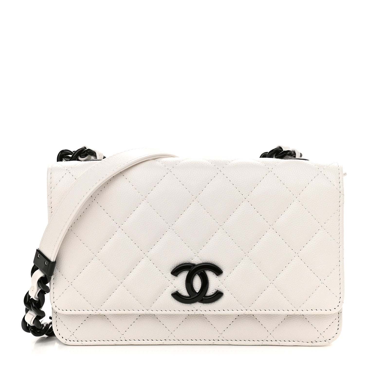 Chanel Caviar Quilted My Everything Wallet On Chain WOC White 1 of 10