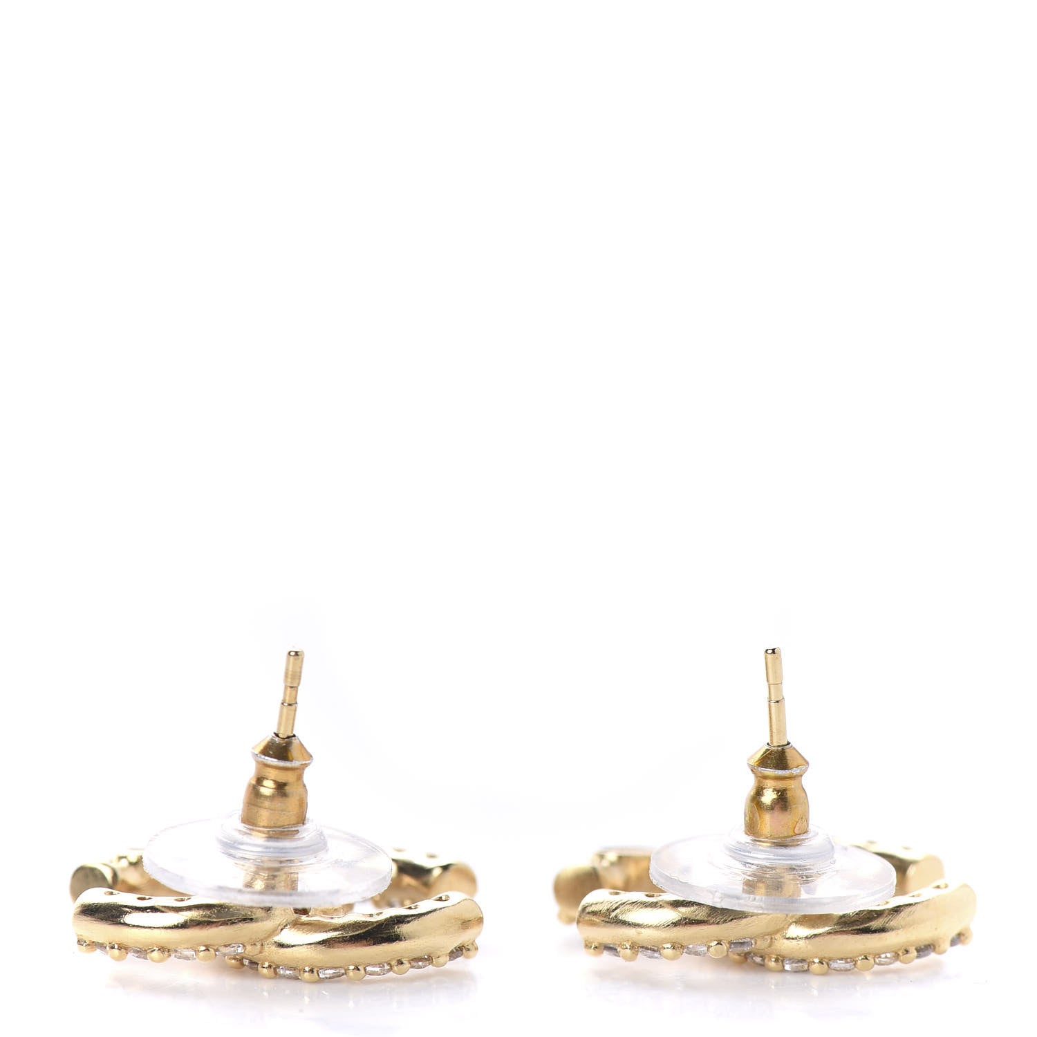 Chanel Crystal CC Earrings Light Gold 3 of 5