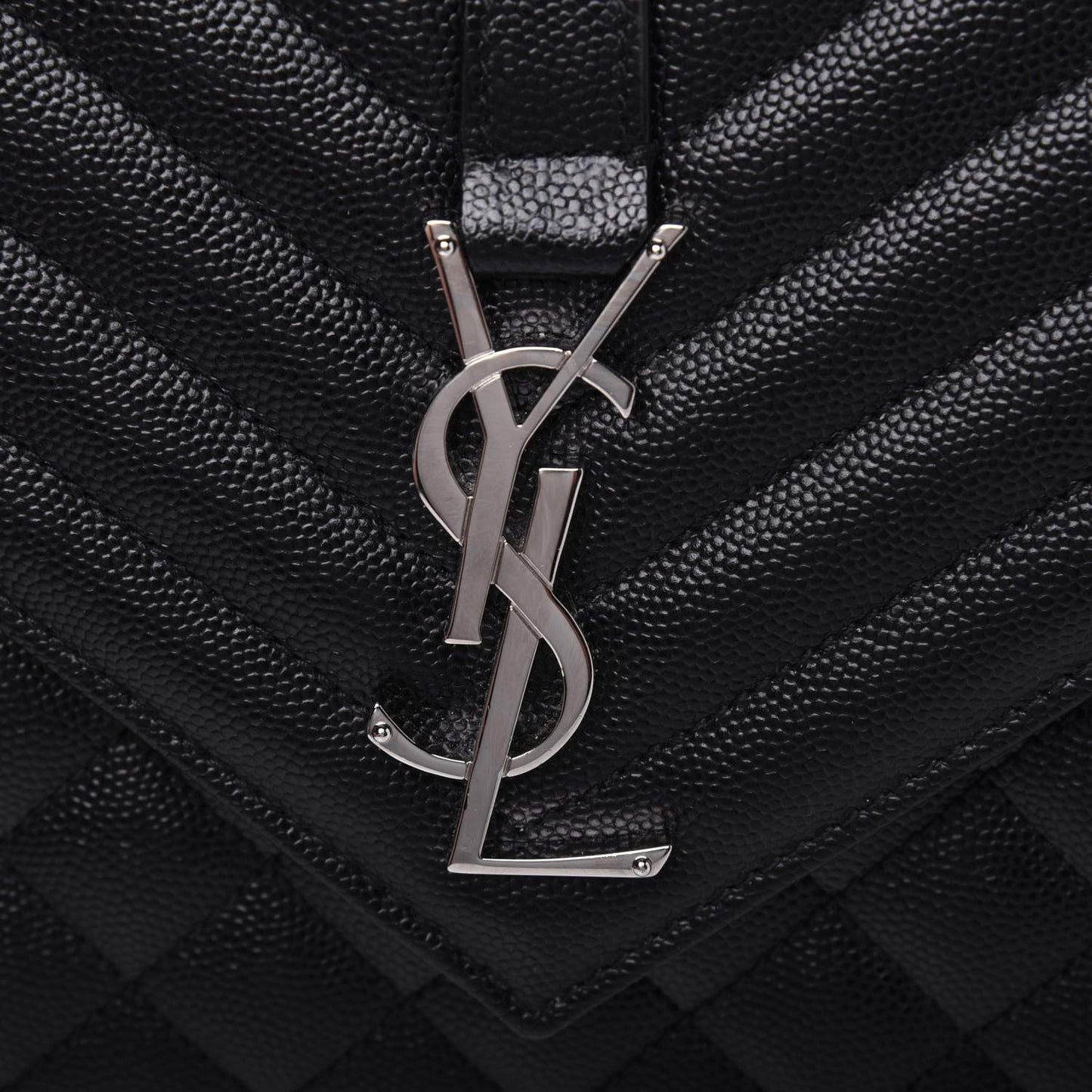 Grain De Poudre Textured Mixed Matelasse Triquilt Medium Monogram Satchel Black