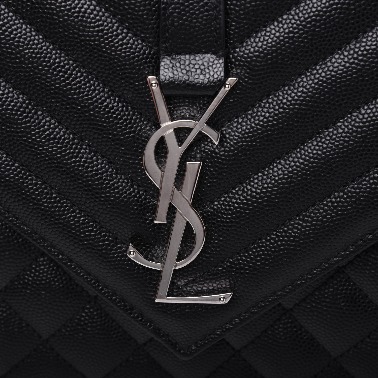 Saint Laurent Grain De Poudre Textured Mixed Matelasse Triquilt Medium Monogram Satchel Black 16 of 16