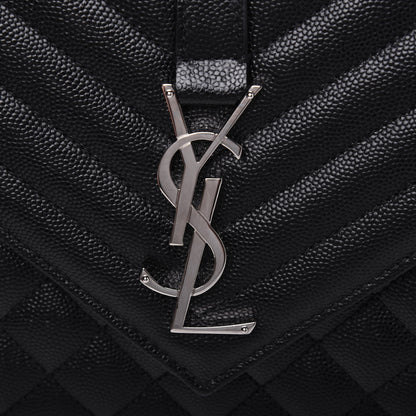 Saint Laurent Grain De Poudre Textured Mixed Matelasse Triquilt Medium Monogram Satchel Black 16 of 16