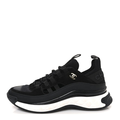 Chanel Velvet Calfskin Mixed Fibers CC Sneakers 39.5 Black 1 of 10