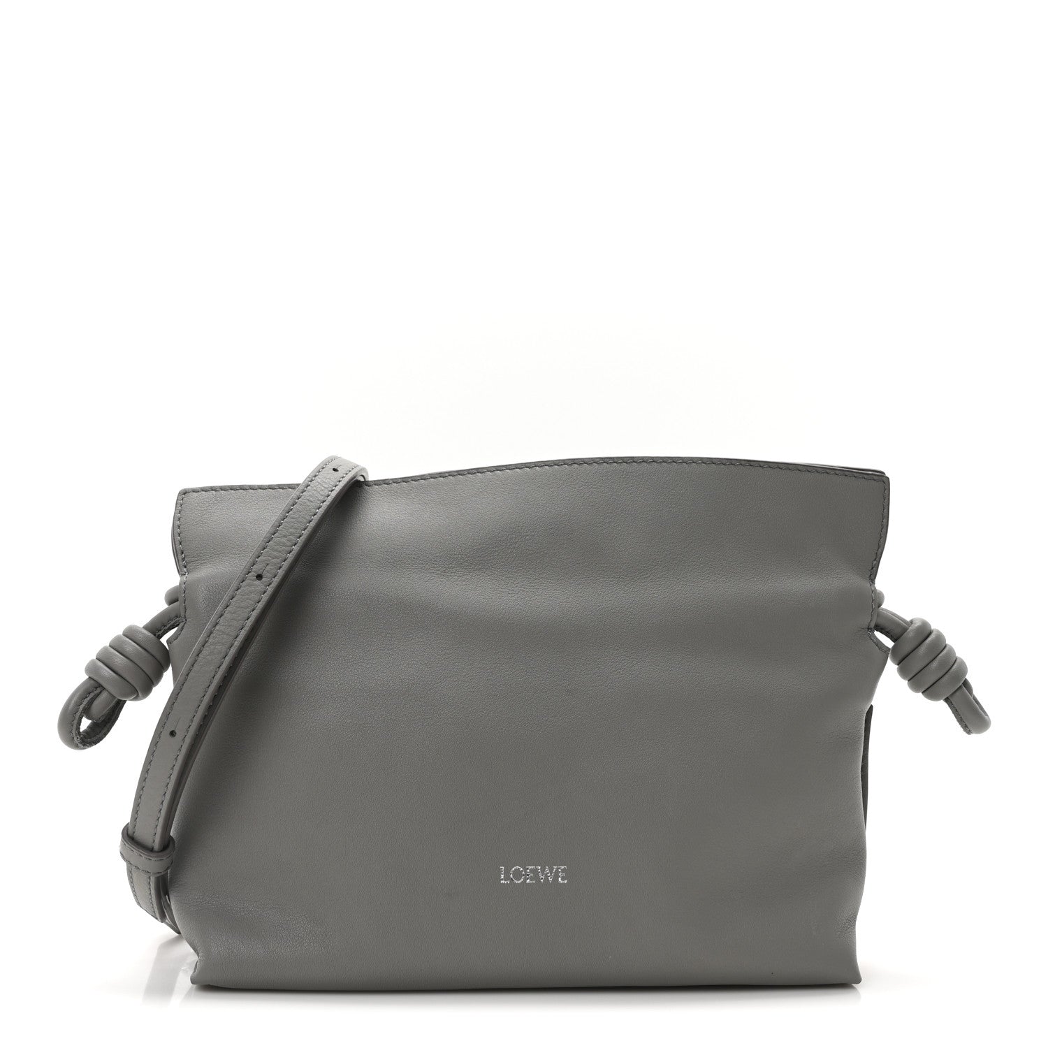 Loewe Calfskin Mini Flamenco Knot Clutch Pearl Grey 2 of 17
