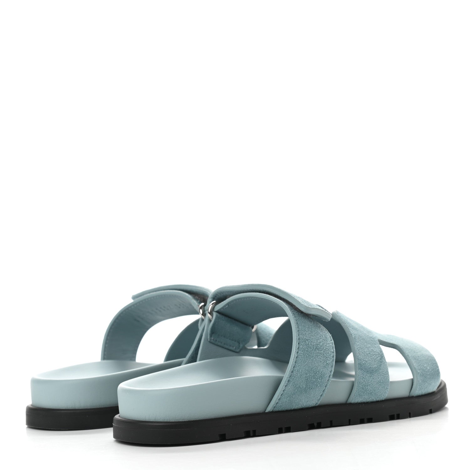 Hermes Suede Goatskin Womens Chypre Sandals 35.5 Vert d'Eau 4 of 11