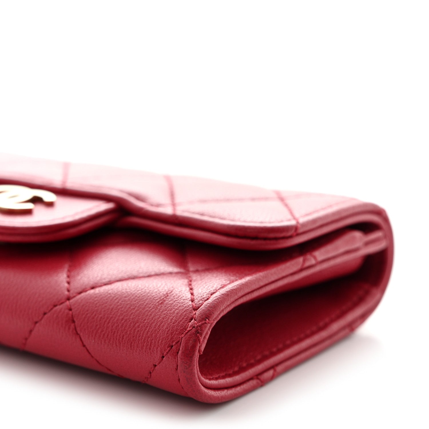 Chanel Lambskin Quilted Flap Card Holder Dark Pink 10 of 12