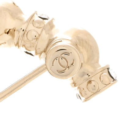 Chanel Pearl Crystal Nefertiti CC Brooch Gold 4 of 6
