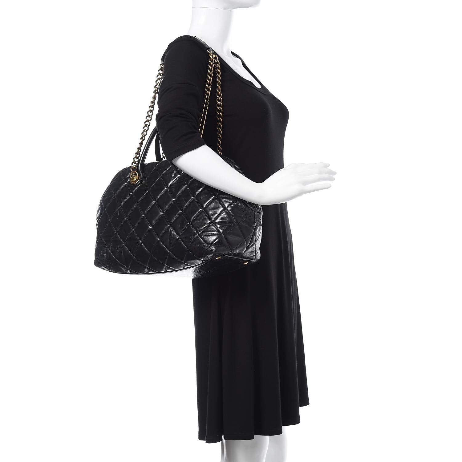 Chanel Glazed Calfskin Castle Rock Bowling Bag Black 2 of 16