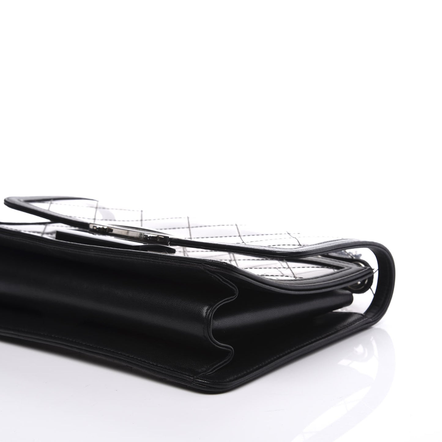 PVC Lambskin Quilted Beauty Lock Flap Black