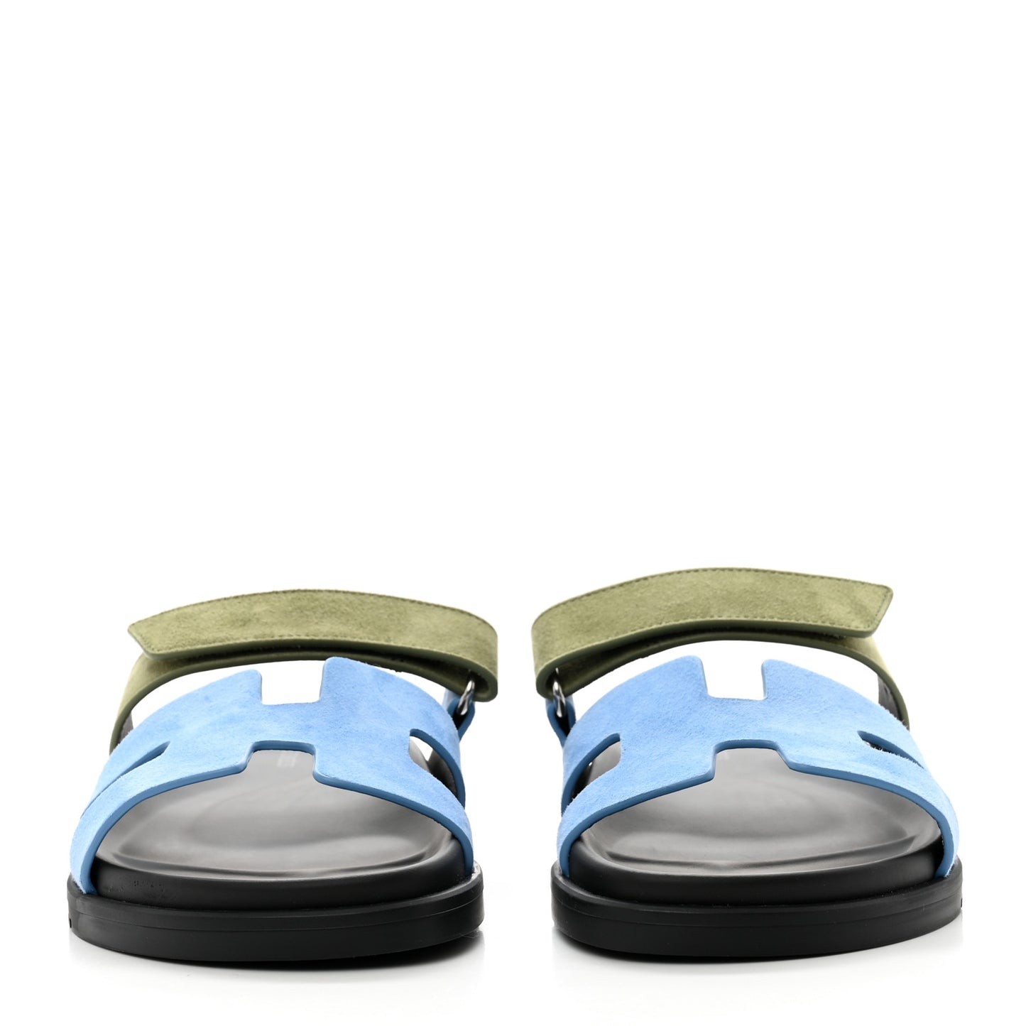 Suede Goatskin Womens Chypre Sandals 38 Bleu Cameo Vert