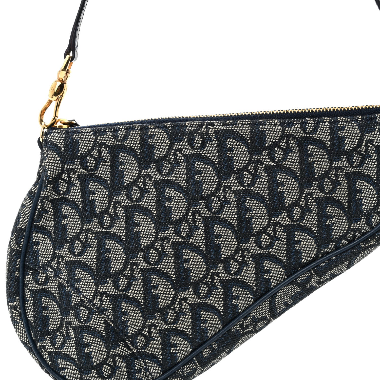 Christian Dior Monogram Mini Saddle Pochette Navy 8 of 10