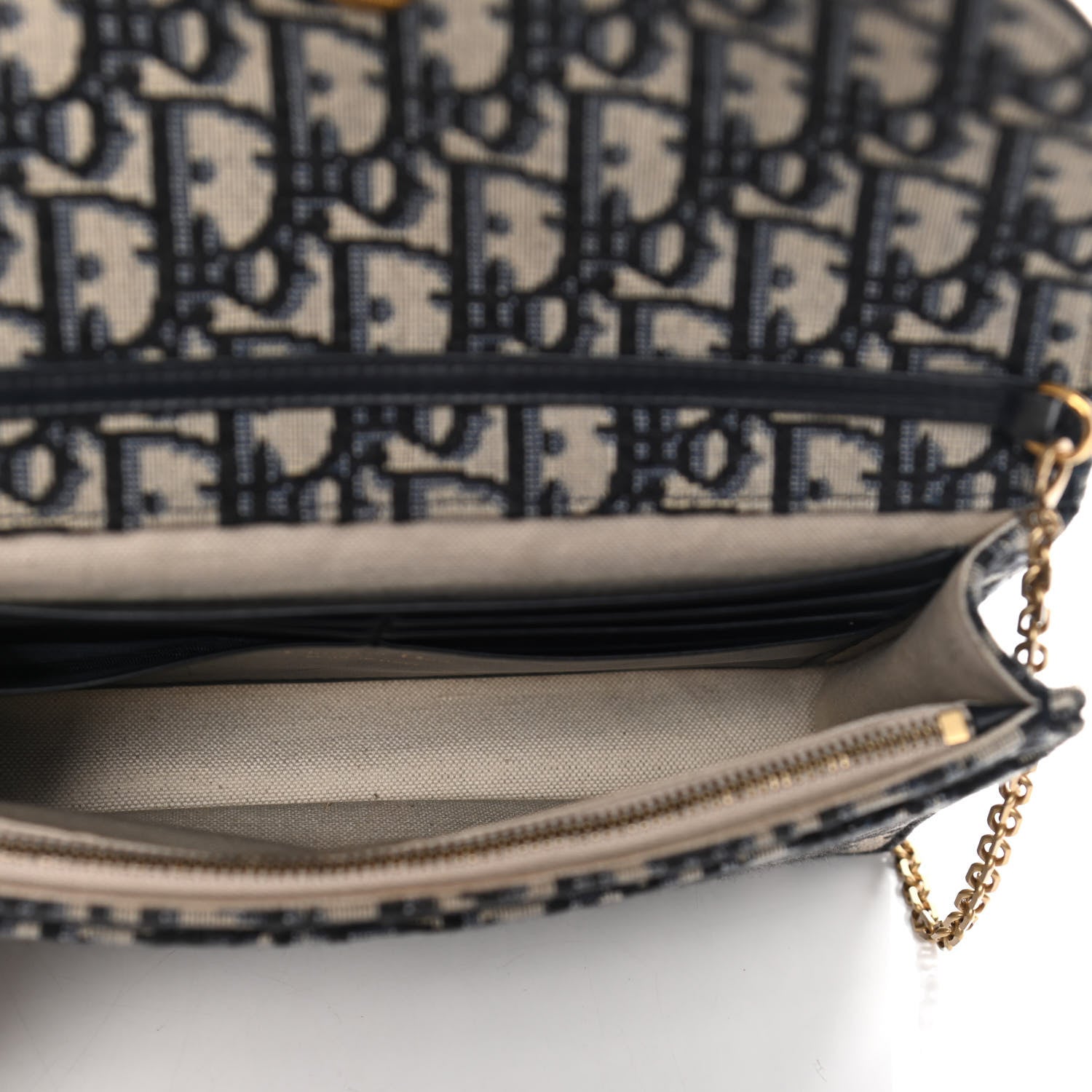 Christian Dior Oblique Saddle Chain Pouch Blue 5 of 7