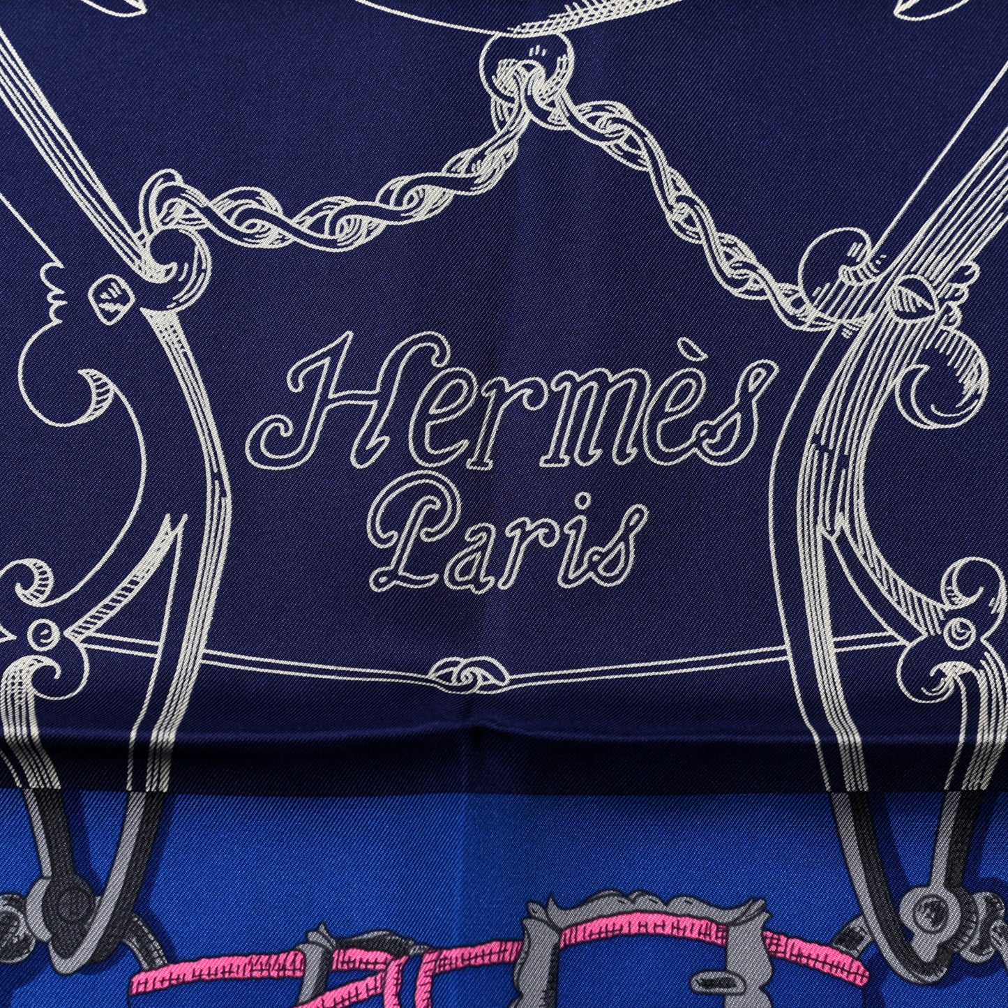 Silk L'Instruction Du Roy Scarf 90 Indigo Rose