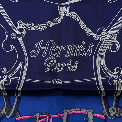 Hermes Silk L'Instruction Du Roy Scarf 90 Indigo Rose 3 of 6
