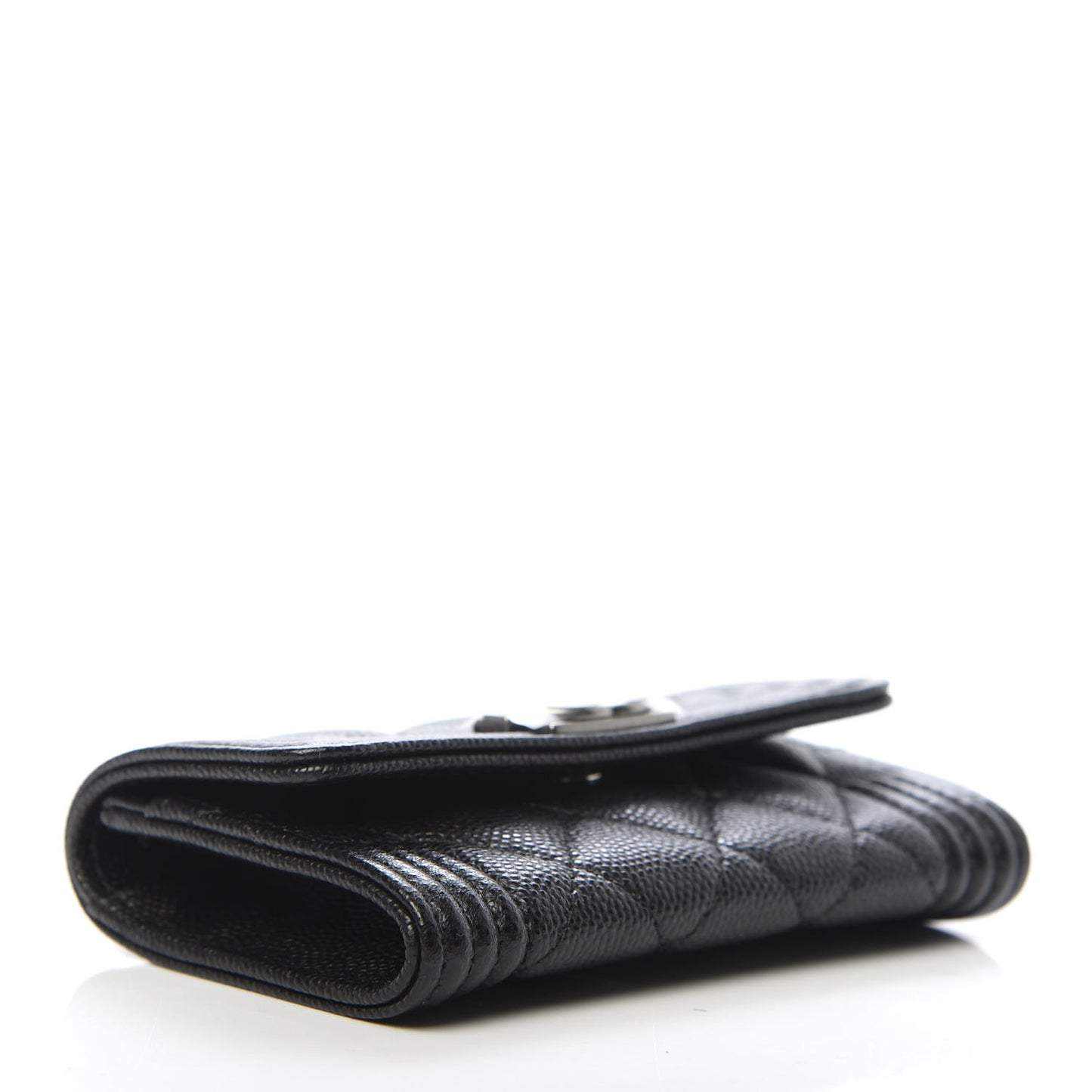 Caviar Quilted Boy Flap Card Holder Black