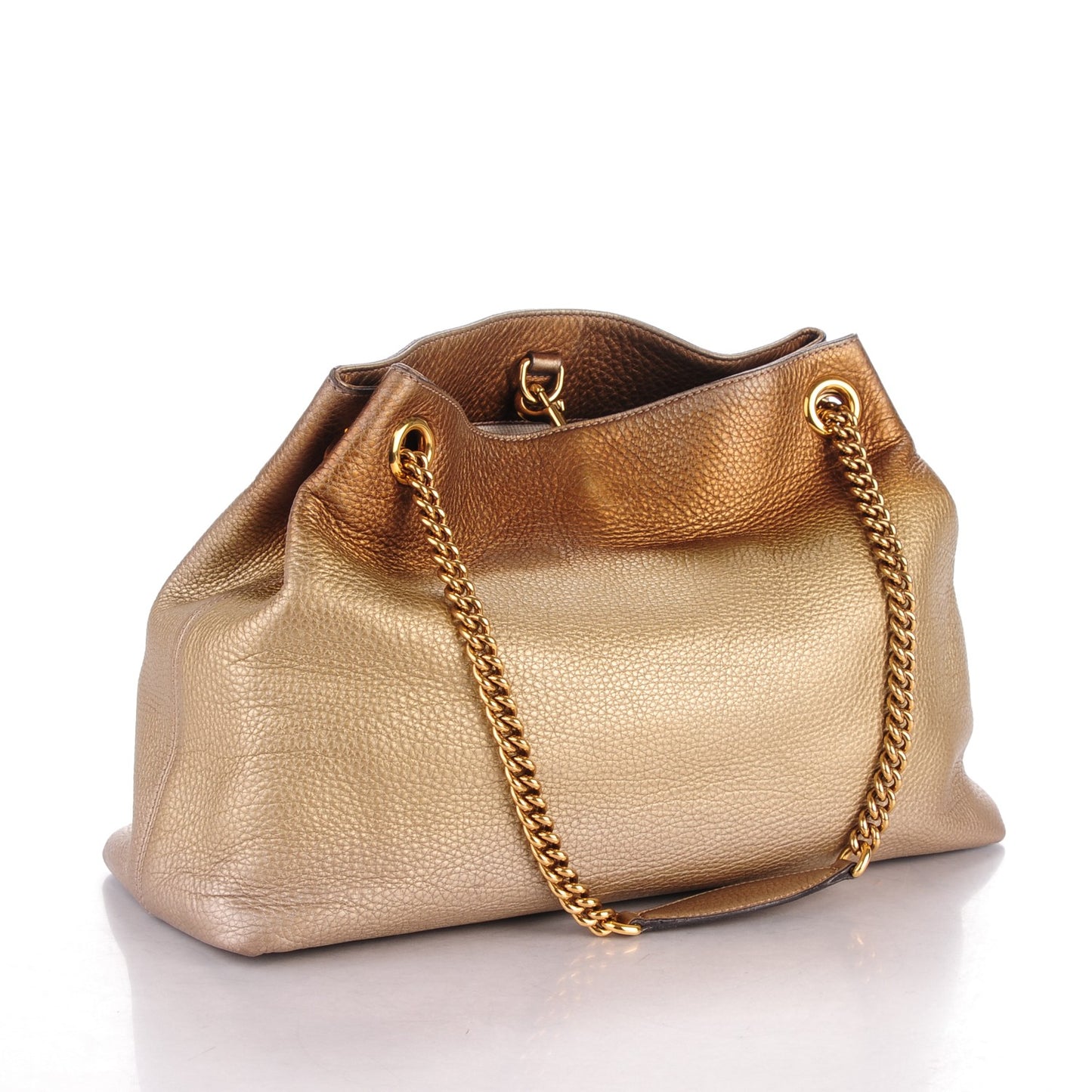 Metallic Pebbled Calfskin Medium Soho Chain Shoulder Bag Gold Ombre