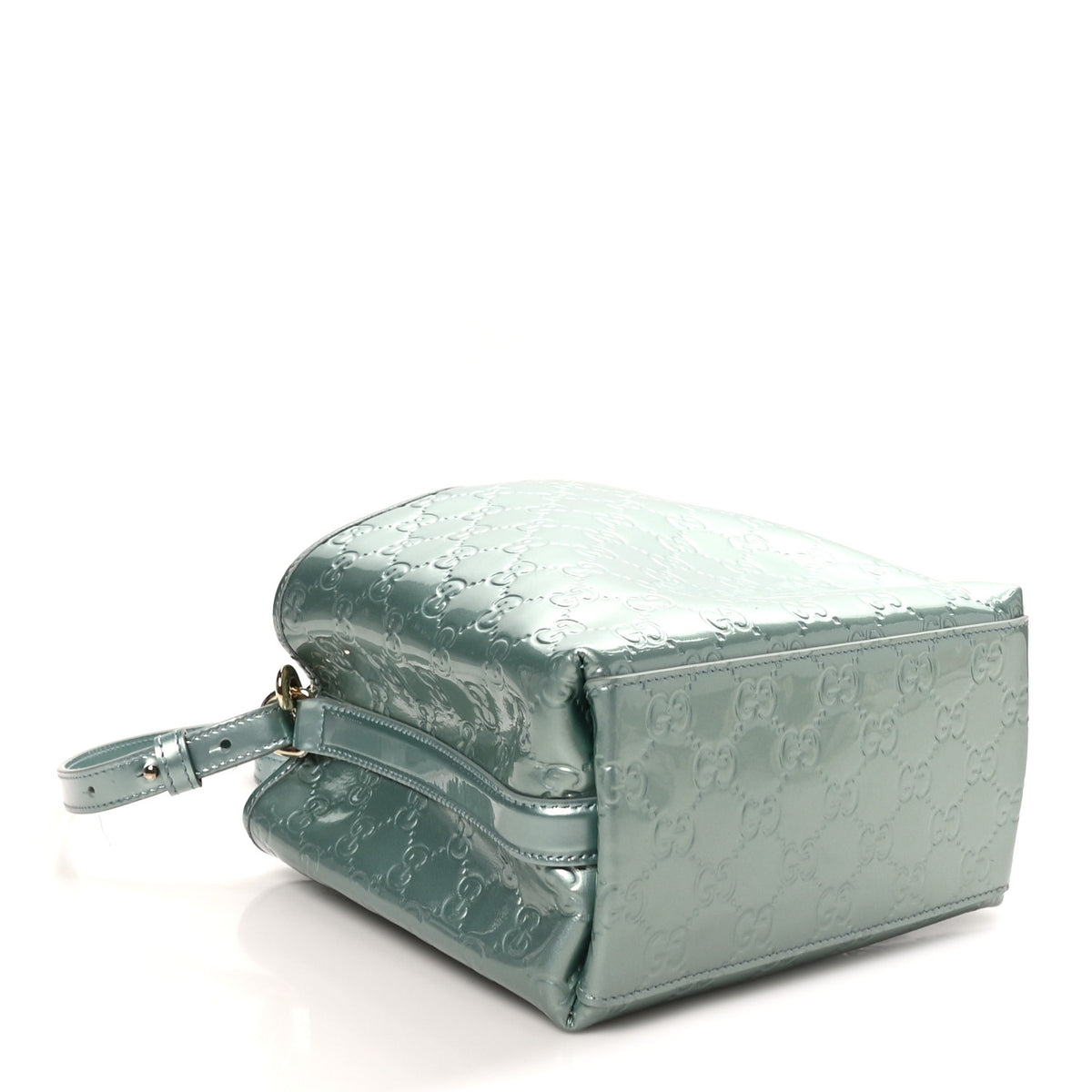 Gucci Patent GG Emblem Small Bucket Bag Light Blue 4 of 9