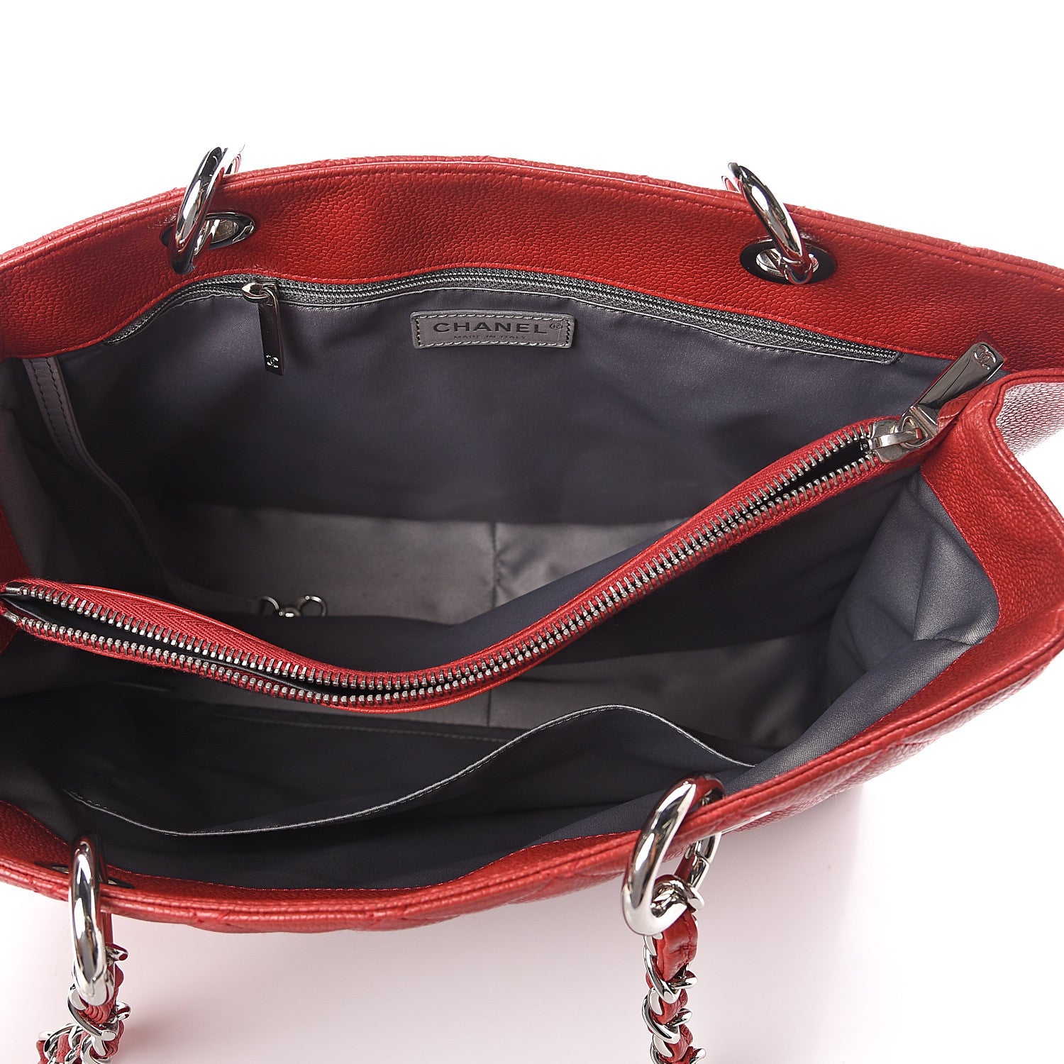 Chanel Caviar Quilted Grand Shopping Tote GST Red 4 of 9