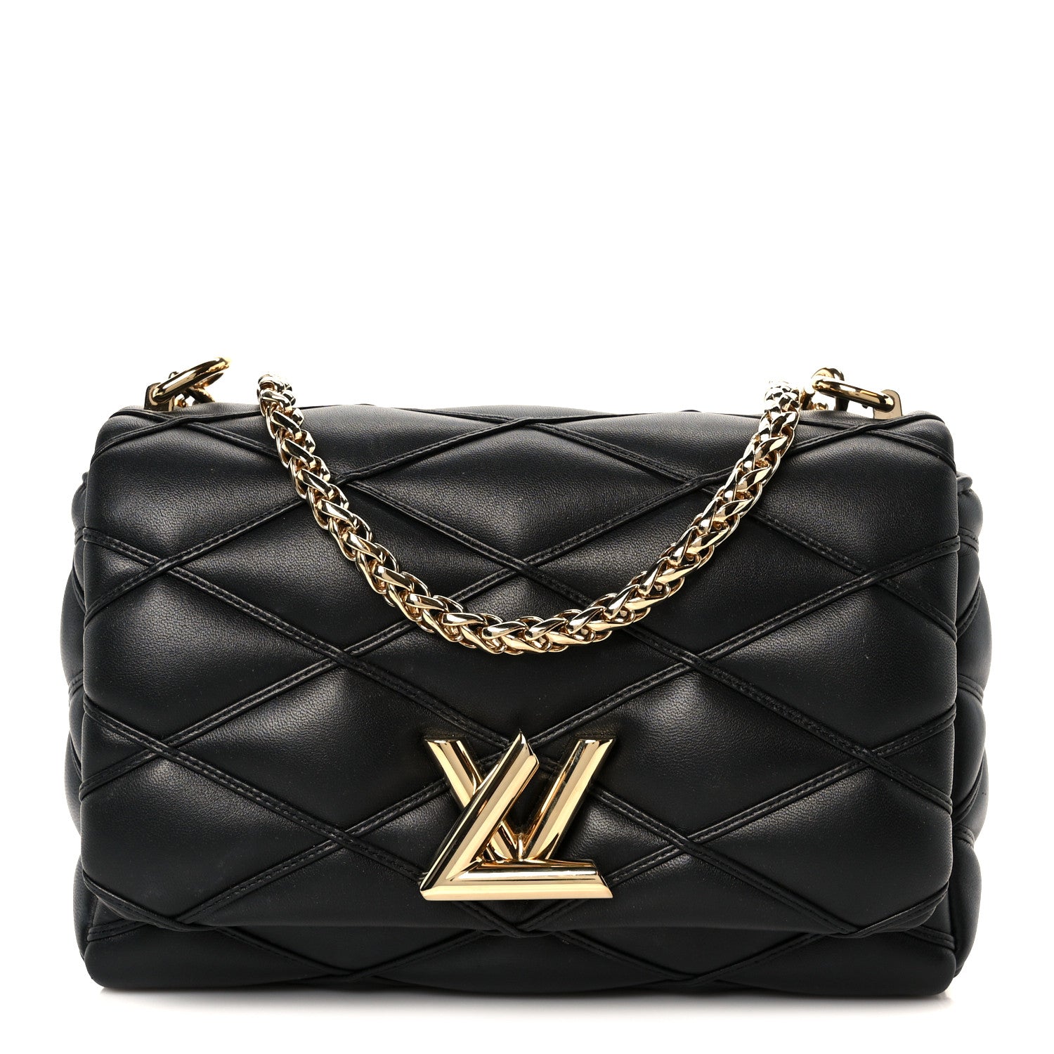 Louis Vuitton Lambskin Malletage Top Handle GO-14 MM Black 1 of 10