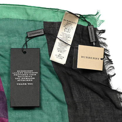 Burberry Modal Cashmere Multi Striped Scarf Bright Forest Green 4 of 5