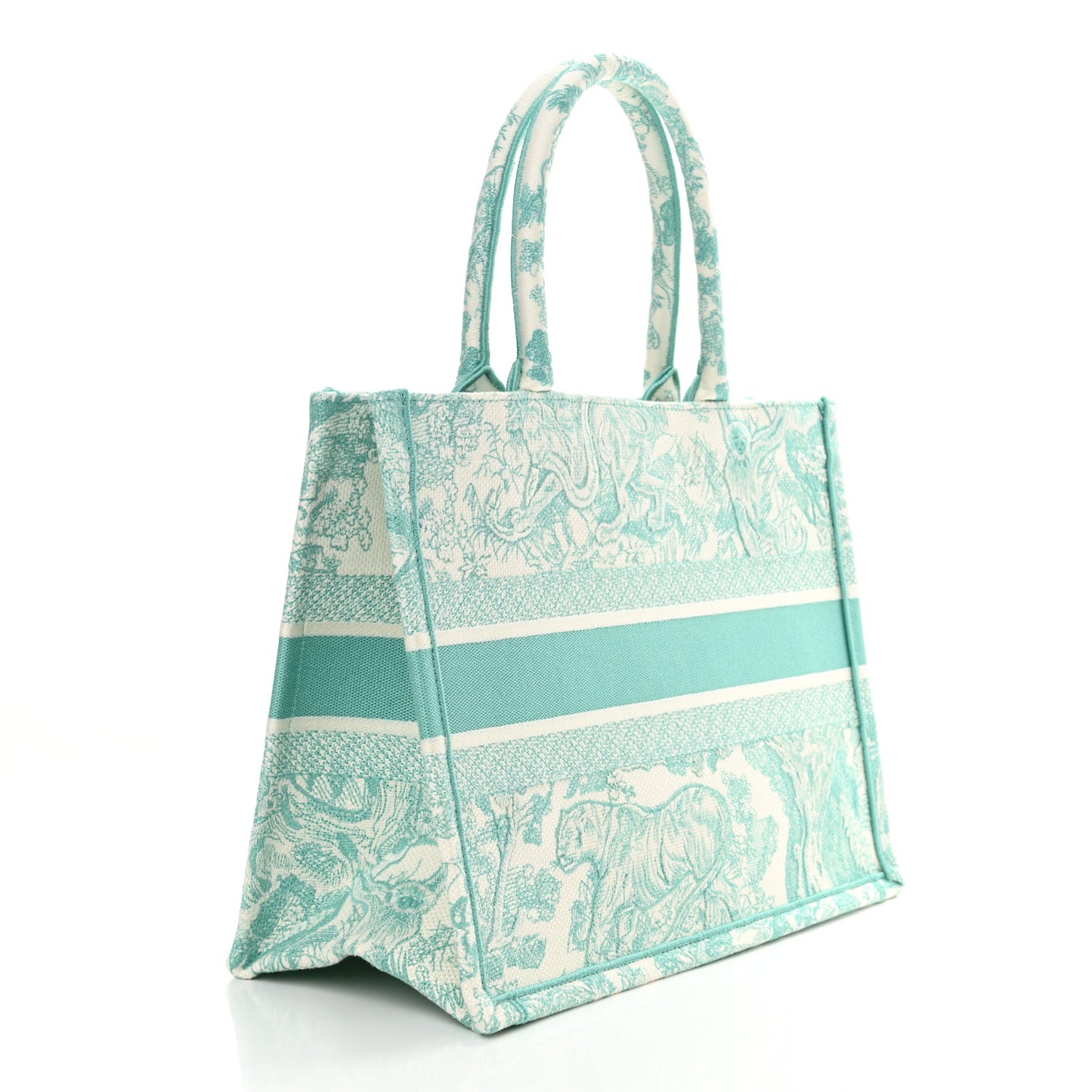 Canvas Embroidered Medium Dioriviera Toile De Jouy Book Tote Aquamarina