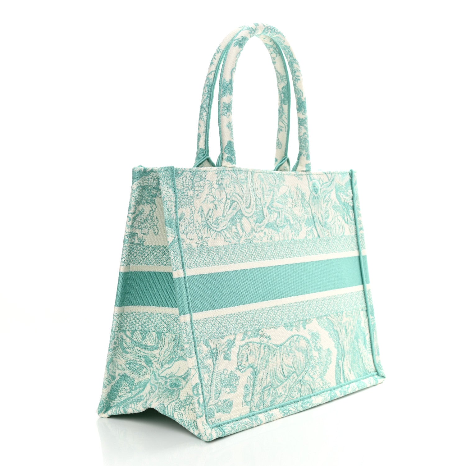 Christian Dior Canvas Embroidered Medium Dioriviera Toile De Jouy Book Tote Aquamarina 3 of 11