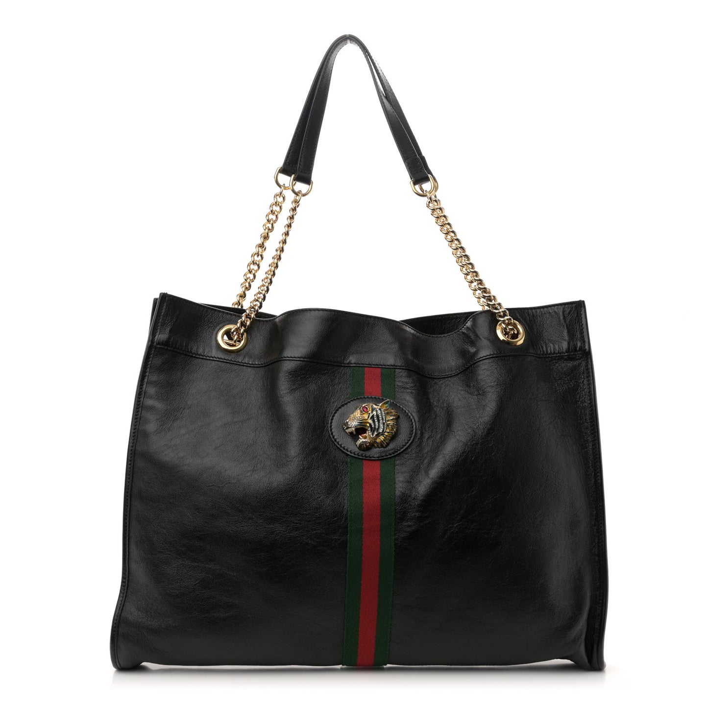 Calfskin Maxi Rajah Chain Tote Black