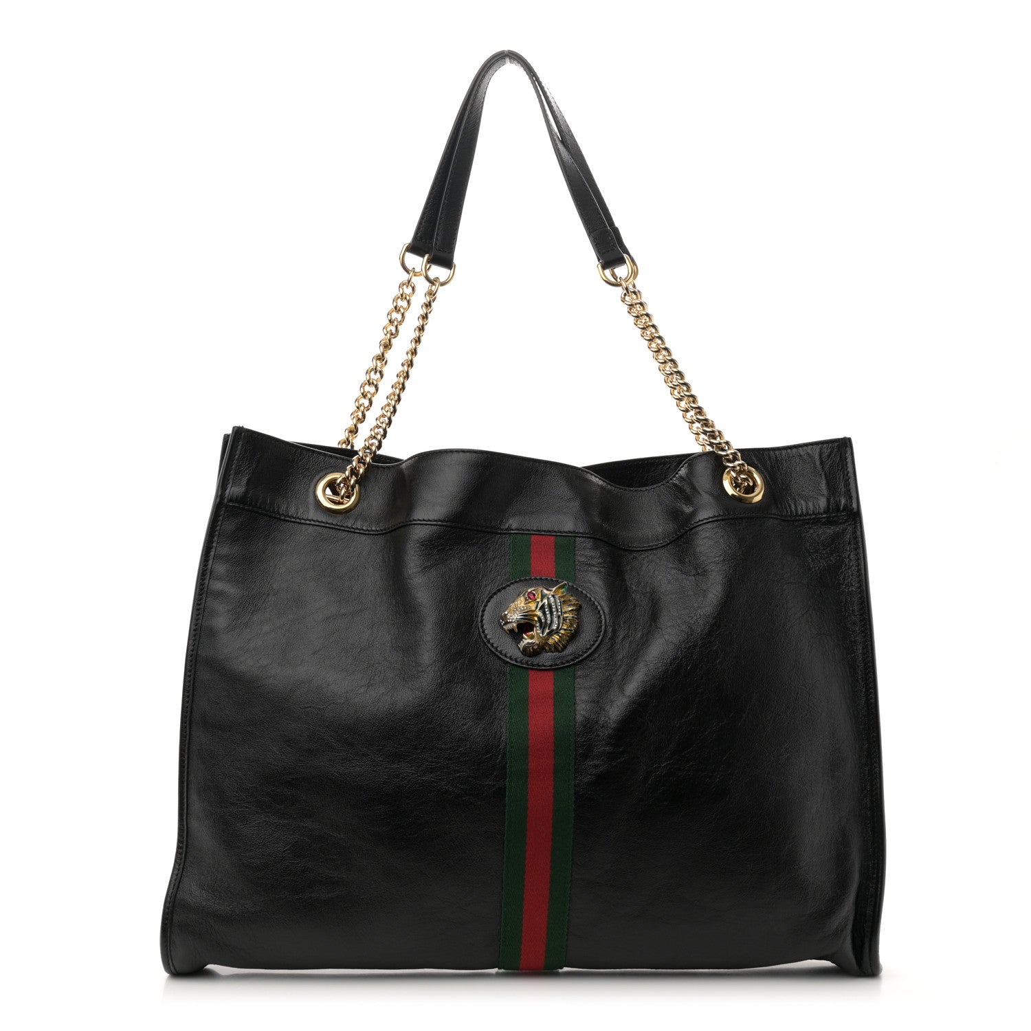 Gucci Calfskin Maxi Rajah Chain Tote Black 1 of 12