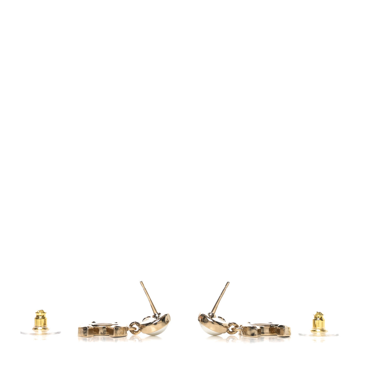 Pearl Enamel CC Drop Earrings Black