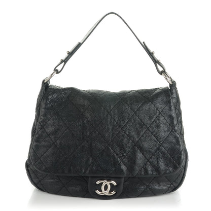 Chanel Glazed Calfskin Stitched XL On The Road Flap Black 1 of 7