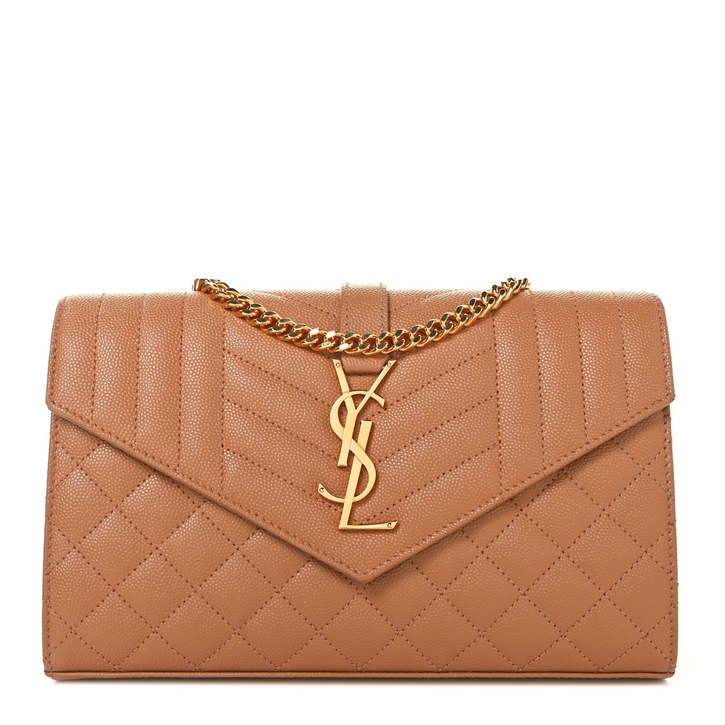 Grain De Poudre Mixed Matelasse Triquilt Monogram Chain Wallet Dune