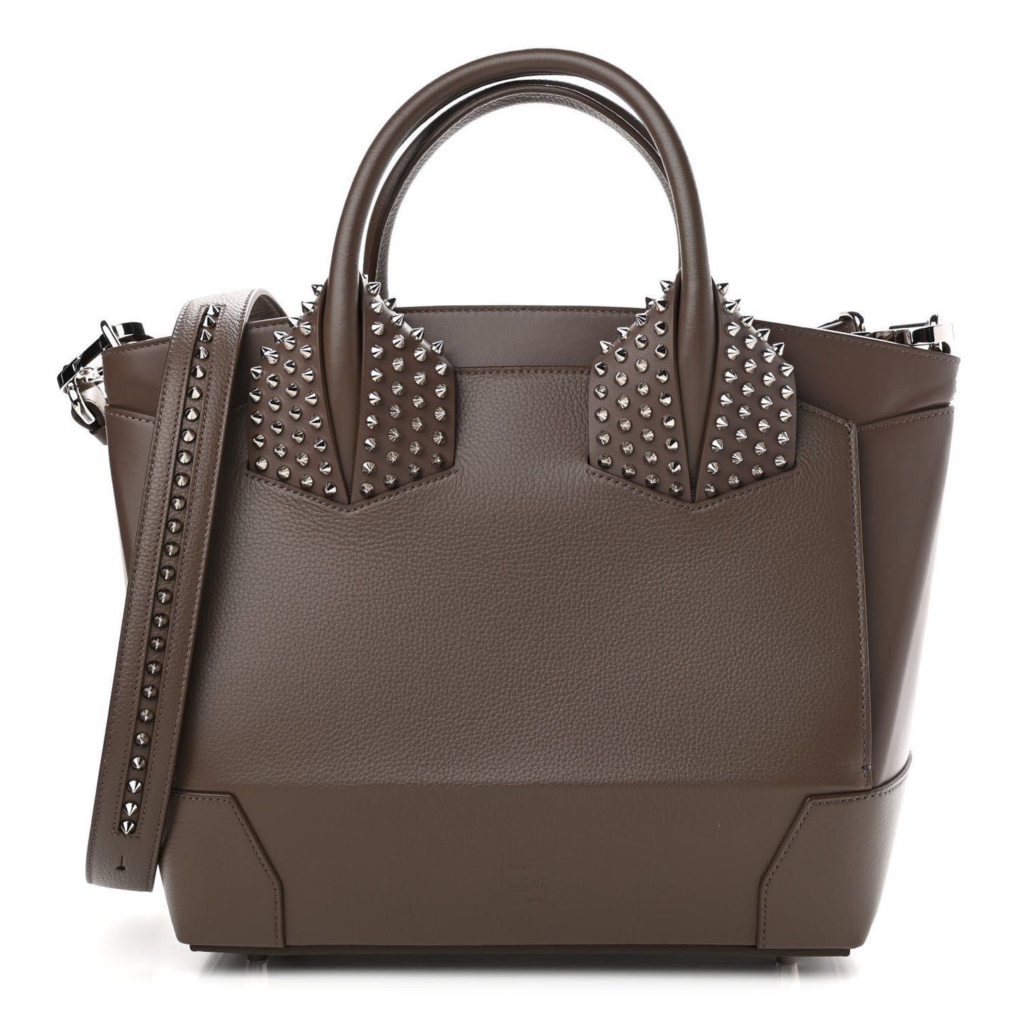 Grained Calfskin Studded Large Eloise Satchel Brown
