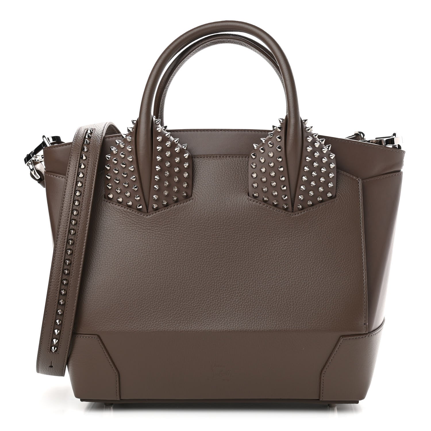 Christian Louboutin Grained Calfskin Studded Large Eloise Satchel Brown 1 of 9