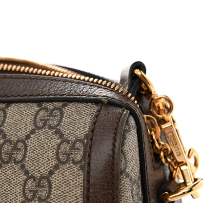 Gucci GG Supreme Monogram Textured Dollar Calfskin Web Medium Ophidia Boston Beige Ebony New Acero 11 of 12