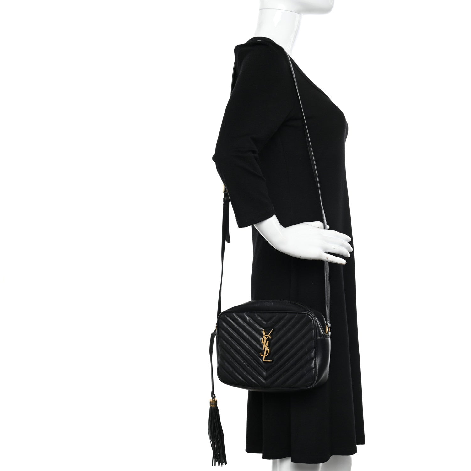 Saint Laurent Calfskin Matelasse Monogram Lou Camera Bag Black 2 of 18
