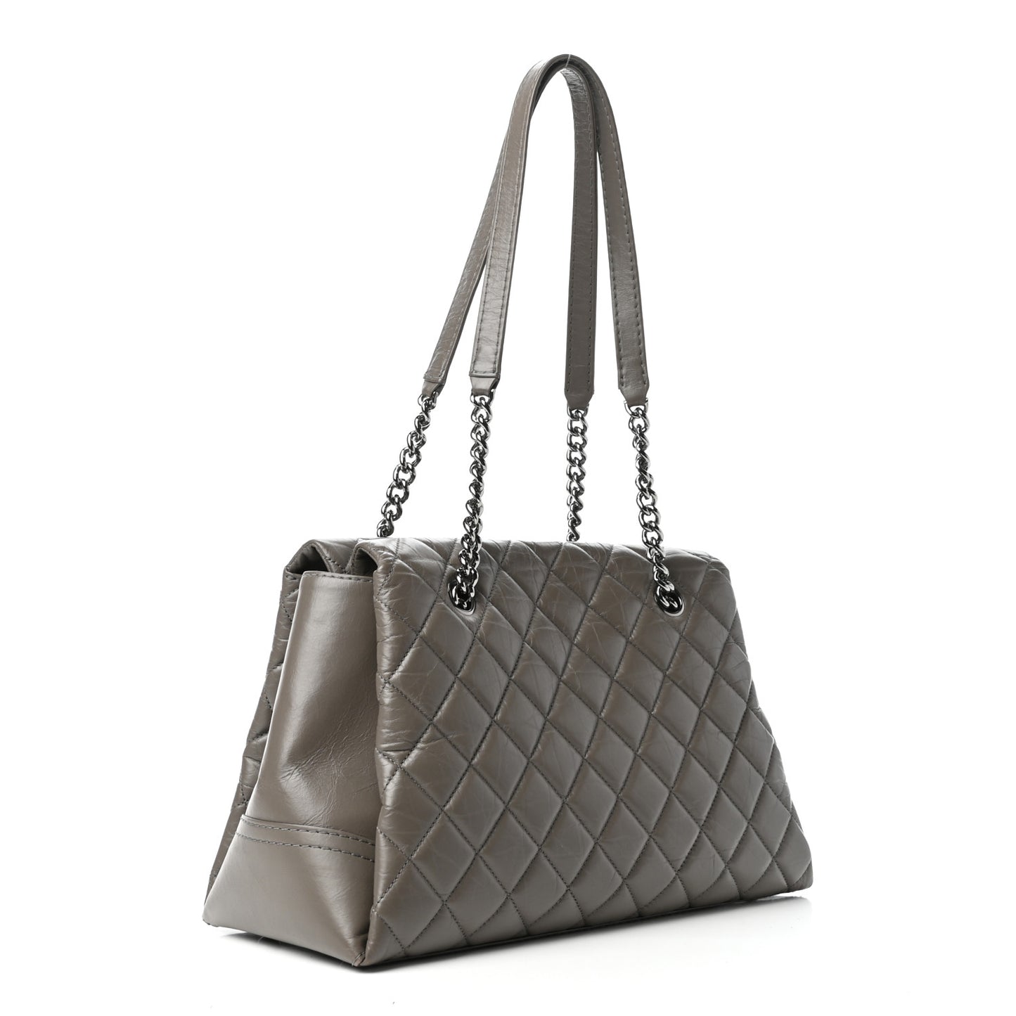 Aged Calfskin Lady Pearly Tote Grey