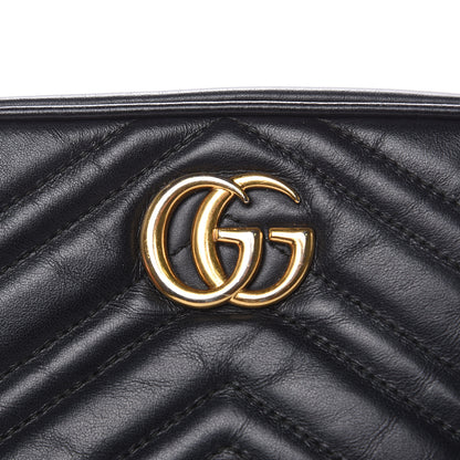 Gucci Calfskin Matelasse Mini GG Marmont Chain Shoulder Bag Black 10 of 13